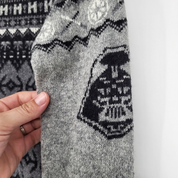 Gap X Star Wars Wool Blend Knit Sweater Crew Neck Long Sleeve Black Gray Medium - Picture 5 of 7